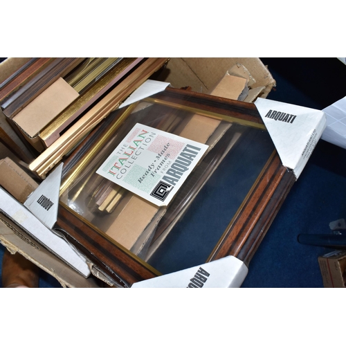 374 - ONE BOX AND LOOSE FRAMES comprising eighteen mostly rectangular wooden frames of assorted form and d... 