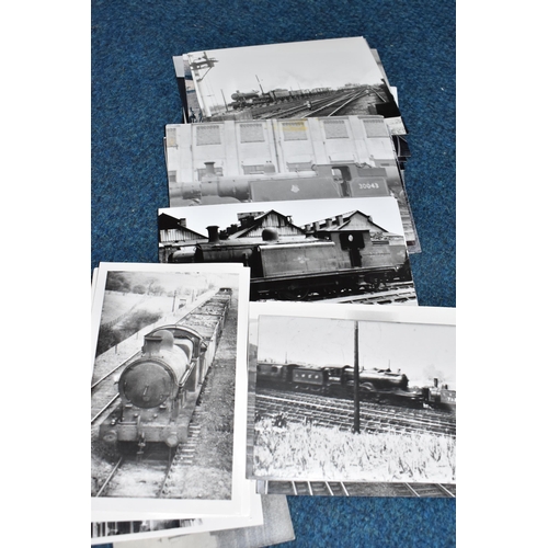 403 - A BOX OF MAINLY BLACK AND WHITE RAILWAY PHOTOGRAPHS, approximately three hundred postcard sized phot... 