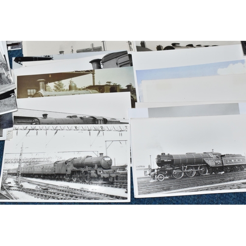 403 - A BOX OF MAINLY BLACK AND WHITE RAILWAY PHOTOGRAPHS, approximately three hundred postcard sized phot... 