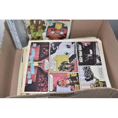 404 - BOX OF 2000AD AND MARVEL COMICS, list of intact comics available on request