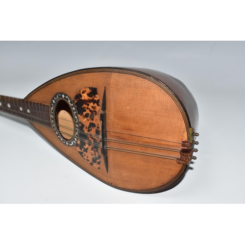 406 - A NINETEENTH CENTURY ROSEWOOD BOWL BACK MANDOLIN, with paper label to interior reading 'Stridente, F... 