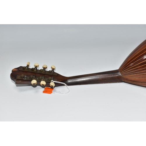 406 - A NINETEENTH CENTURY ROSEWOOD BOWL BACK MANDOLIN, with paper label to interior reading 'Stridente, F... 