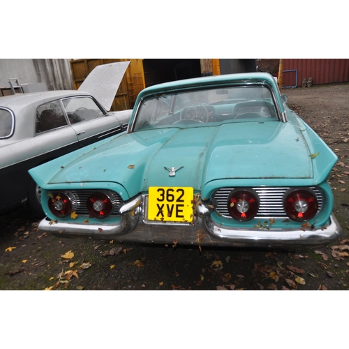 1008 - A 1959 FORD THUNDERBIRD TWO DOOR COUPE CAR, in turquoise and white with a 7038cc V8 petrol engine, c... 