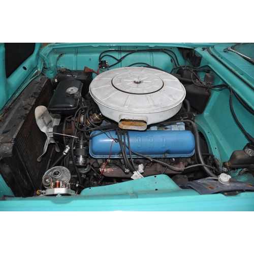 1008 - A 1959 FORD THUNDERBIRD TWO DOOR COUPE CAR, in turquoise and white with a 7038cc V8 petrol engine, c... 