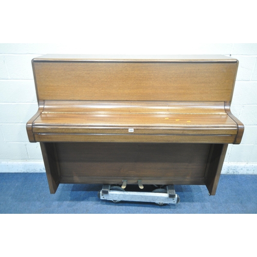 1201 - A WELMAR MAHOGANY UPRIGHT OVERSTRUNG PIANO, the hinged lid enclosing the gold painted cast iron fram... 