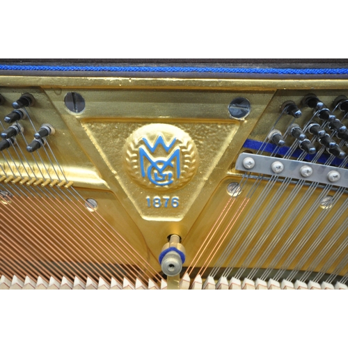 1201 - A WELMAR MAHOGANY UPRIGHT OVERSTRUNG PIANO, the hinged lid enclosing the gold painted cast iron fram... 