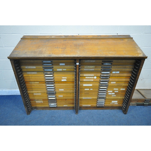 1207 - STEPHENSON BLAKE AND CO LIMITED, SHEFFIELD & LONDON, AN EARLY 20TH CENTURY PRINTER'S CABINET, with a... 