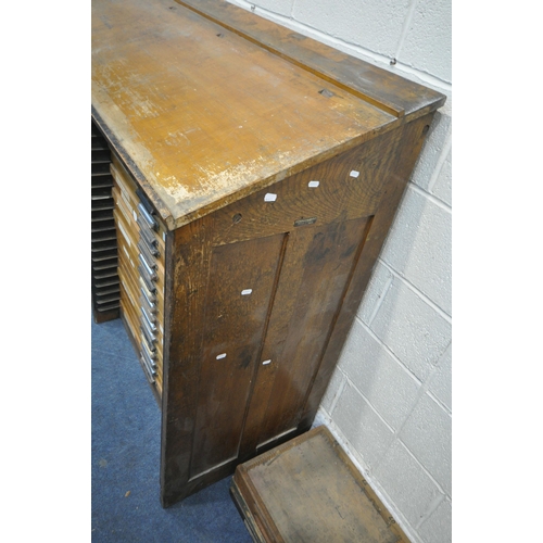 1207 - STEPHENSON BLAKE AND CO LIMITED, SHEFFIELD & LONDON, AN EARLY 20TH CENTURY PRINTER'S CABINET, with a... 