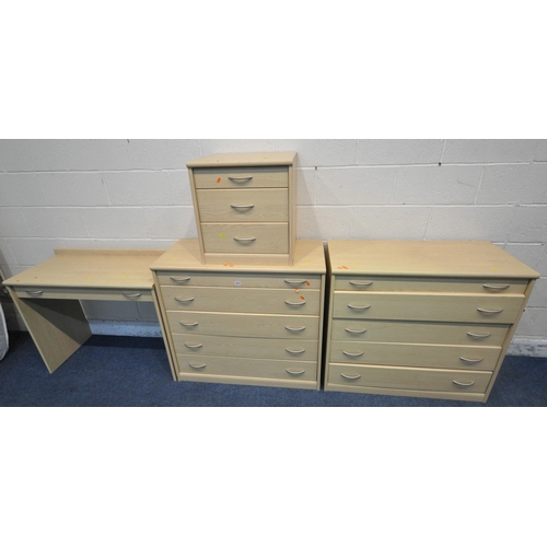 1217 - A MODERN FOUR PIECE BEDROOM SUITE, comprising a pair of five drawer chests, width 94cm x depth 44cm ... 