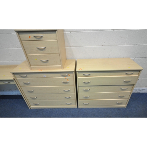 1217 - A MODERN FOUR PIECE BEDROOM SUITE, comprising a pair of five drawer chests, width 94cm x depth 44cm ... 