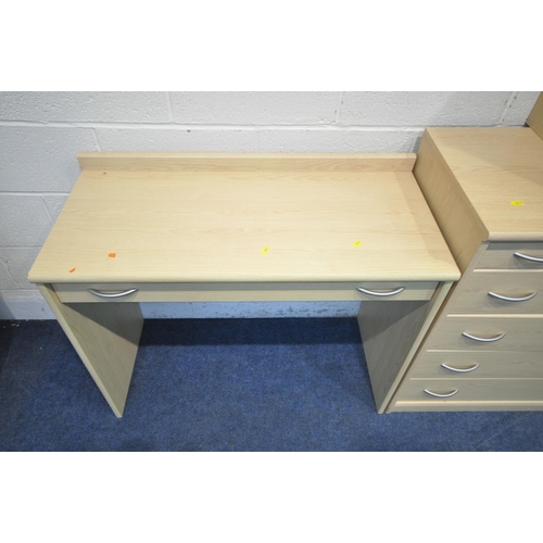 1217 - A MODERN FOUR PIECE BEDROOM SUITE, comprising a pair of five drawer chests, width 94cm x depth 44cm ... 