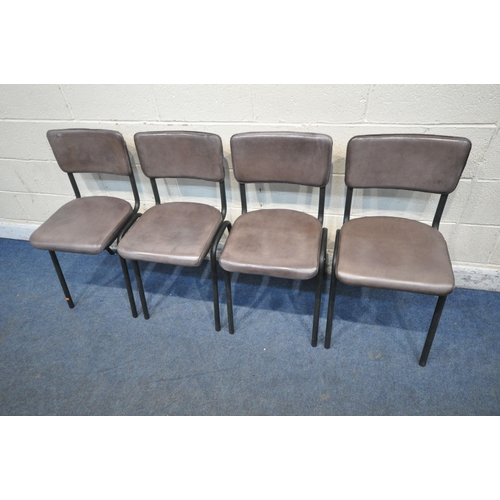 1233 - A SET OF FOUR LEATHERETTE CHAIRS, with tubular metal frames (condition report: general signs of usag... 