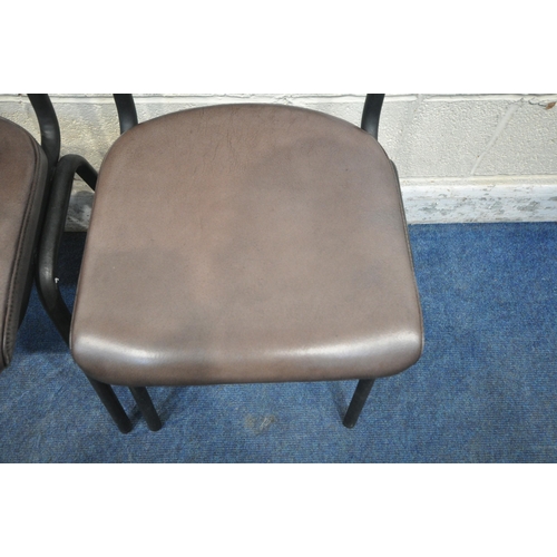 1233 - A SET OF FOUR LEATHERETTE CHAIRS, with tubular metal frames (condition report: general signs of usag... 