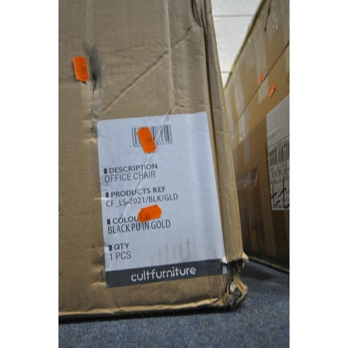 1243 - CULT FURNITURE, A BOXED BRIA LOW BLACK AND GOLD SWIVEL OFFICE CHAIR (condition report: box is sealed... 