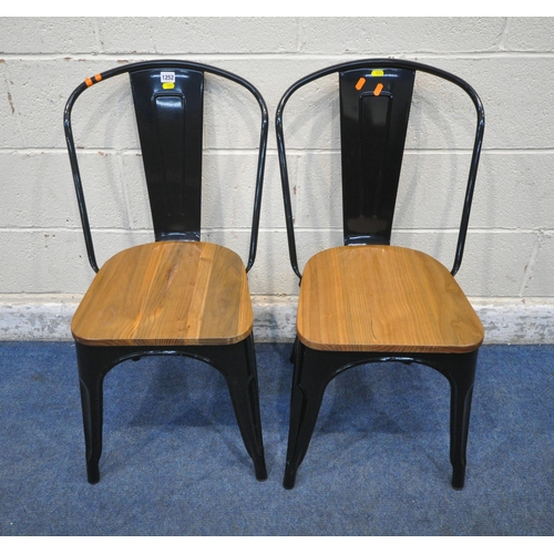 1252 - CULT FURNITURE, A PAIR OF TOLIX STYLE METAL DINING CHAIRS, with wooden seats (condition report: over... 