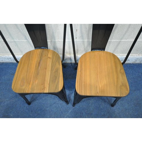 1252 - CULT FURNITURE, A PAIR OF TOLIX STYLE METAL DINING CHAIRS, with wooden seats (condition report: over... 