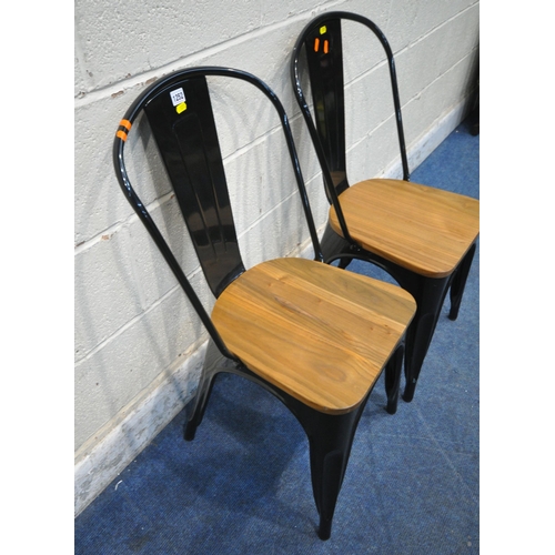 1252 - CULT FURNITURE, A PAIR OF TOLIX STYLE METAL DINING CHAIRS, with wooden seats (condition report: over... 