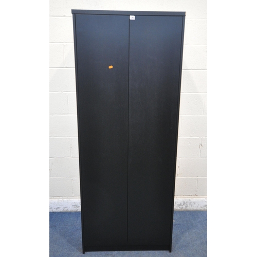 1264 - A MICHAEL NORTHCROFT EBONISED DOUBLE DOOR CABINET, width 76cm x depth 61cm x height 191cm (condition... 