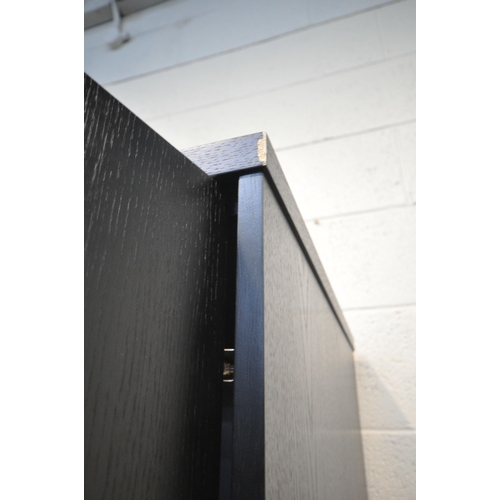 1264 - A MICHAEL NORTHCROFT EBONISED DOUBLE DOOR CABINET, width 76cm x depth 61cm x height 191cm (condition... 