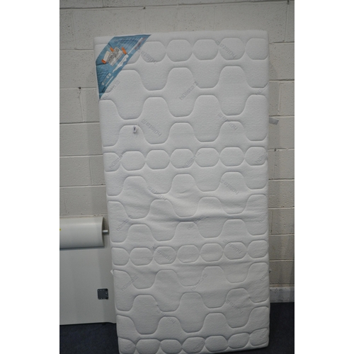 1265 - A HULSTA SINGLE MATTRESS, with a matching white bedstead (condition report: side rails, slats and bo... 