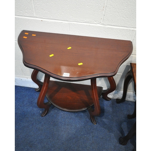 1333 - A LATE 20TH CENTURY MAHOGANY SIDE TABLE, a wall mirror, a nest of three tables, a barometer, and a t... 