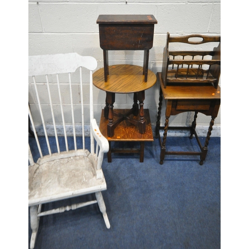 1334 - A 20TH CENTURY OAK LAMP TABLE, with a single drawer, raised on barley twist supports, a circular tab... 