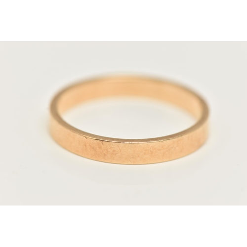 16 - A 14CT GOLD BAND RING, a plain polished flat band ring, approximate width 2.8mm, hallmarked 14ct Bir... 