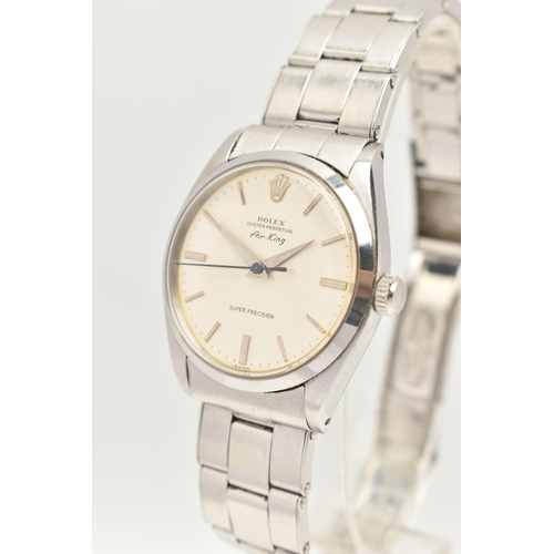 32 - A 'ROLEX' AIR KING WRISTWATCH, automatic movement, round dial signed 'Rolex' Oyster perpetual Air Ki... 