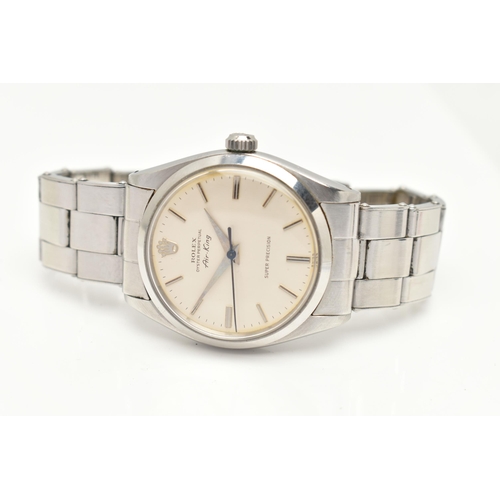 32 - A 'ROLEX' AIR KING WRISTWATCH, automatic movement, round dial signed 'Rolex' Oyster perpetual Air Ki... 