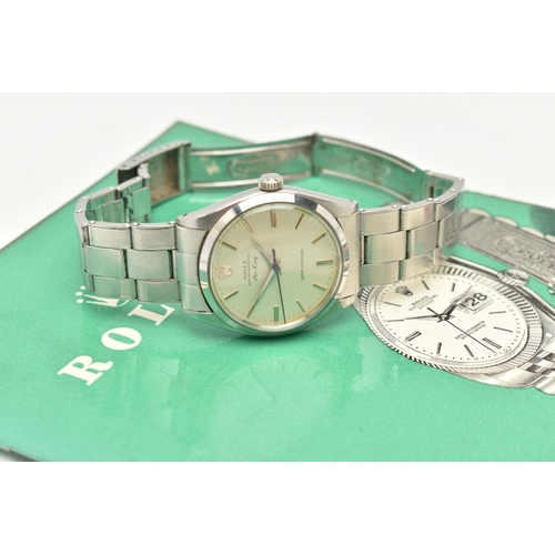 32 - A 'ROLEX' AIR KING WRISTWATCH, automatic movement, round dial signed 'Rolex' Oyster perpetual Air Ki... 