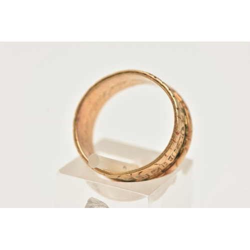 41 - AN 18CT GOLD GEORGE IV ENAMEL 'IN MEMORY OF' MEMORIAL RING, wide band approximate band width 7.9mm, ... 