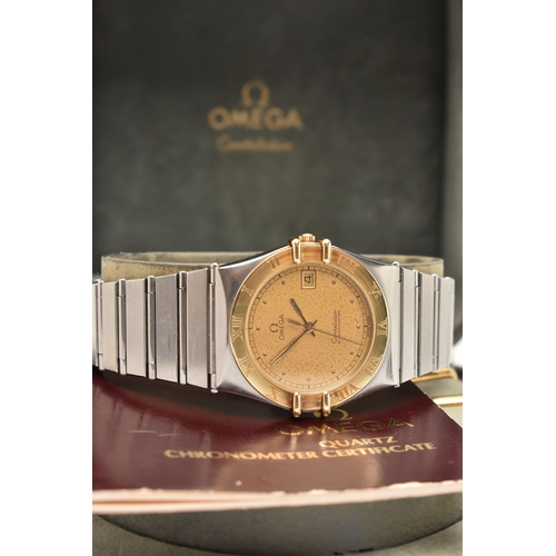 101 - AN 'OMEGA' CONSTELLATION WRISTWATCH, quartz movement, round gilt dial signed 'Omega' Constellation c... 