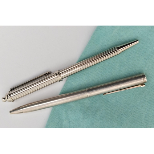 110 - A 'TIFFANY' AND A 'ROLEX' PEN, polished ball point pen with T shape clip, signed 'Tiffany & Co' stam... 