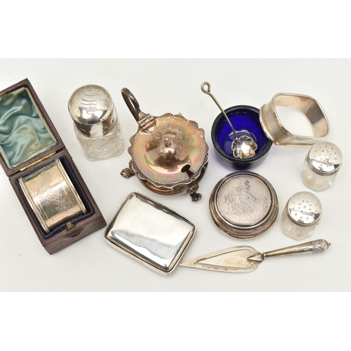 121 - A PARCEL OF LATE 19th AND 20th CENTURY SILVER, comprising a late Victorian rectangular vesta case wi... 