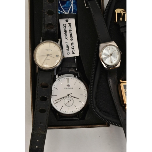 131 - A SMALL ASSORTMENT OF WRISTWATCHES, to include a gents 'Skagen Denmark', quartz movement, rectangula... 