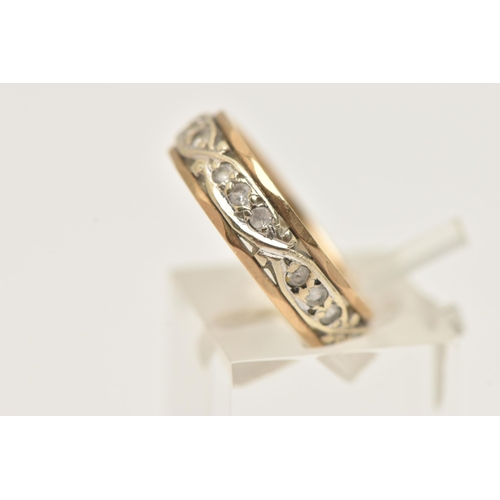 99 - A 9CT GOLD FULL SET ETERNITY BAND, yellow and white gold band, set with a full row of colourless spi... 