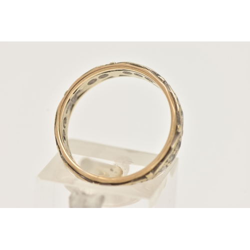 99 - A 9CT GOLD FULL SET ETERNITY BAND, yellow and white gold band, set with a full row of colourless spi... 