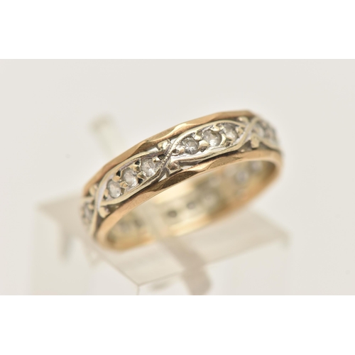 99 - A 9CT GOLD FULL SET ETERNITY BAND, yellow and white gold band, set with a full row of colourless spi... 