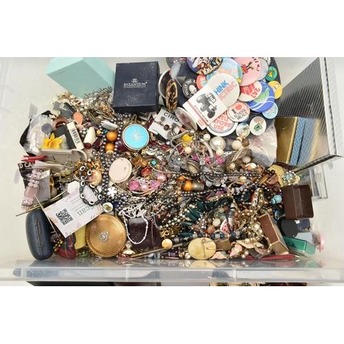 154 - A LARGE ASSORTMENT OF COSTUME JEWELLERY,  large box of assorted jewellery, also including a number o... 