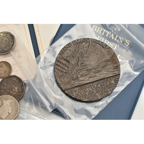 155 - A SMALL CARDBOARD TRAY CONTAINING MIXED COINS ETC, to include 2x good grade Double Florins 188, 2x w... 