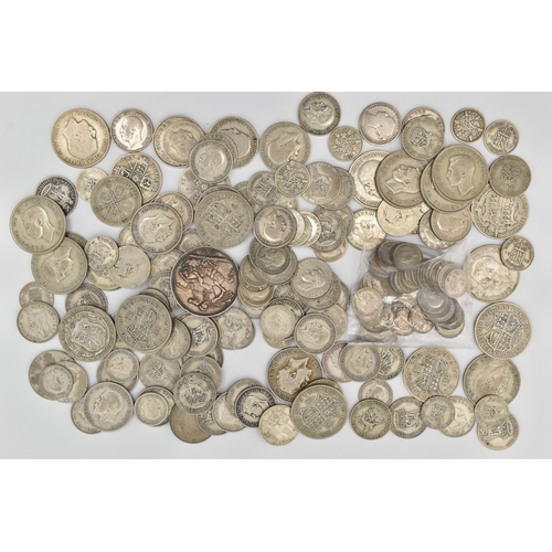 160 - A BAG OF MOSTLY .500 SILVER COINS, over 900 grams, Crown and Half-crowns etc