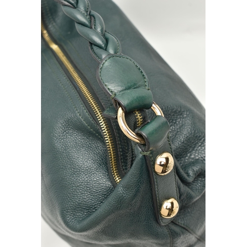 180 - A 'MULBERRY' DARIA HOBO HANDBAG, green leather bag with plaited handle, gold tone hard ware, approxi... 