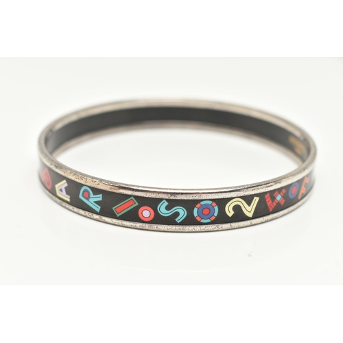 181 - A 'HERMES' BANGLE, designed as a solid silver plated bangle with enamel alphabet and number detail, ... 