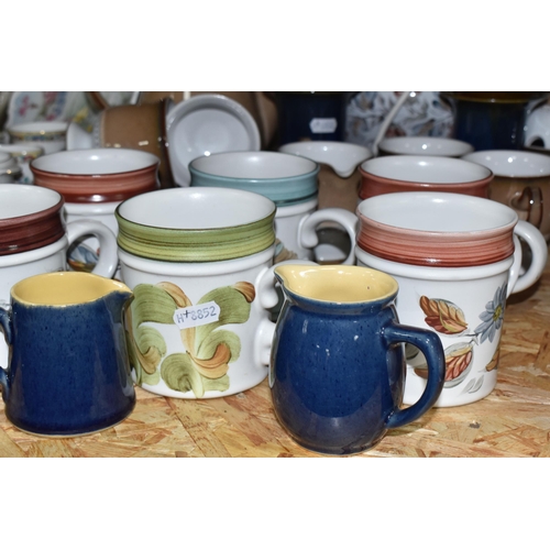 308 - A LARGE GROUP OF DENBY CERAMICS to include a boxed pair of Egyptian collector plates of Tutankhamun ... 