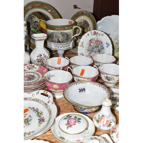 309 - A GROUP OF MIXED CERAMICS to include Royal Albert 'Lady Carlyle' tea wares comprising six tea cups, ... 