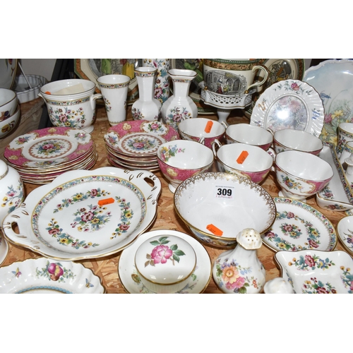 309 - A GROUP OF MIXED CERAMICS to include Royal Albert 'Lady Carlyle' tea wares comprising six tea cups, ... 