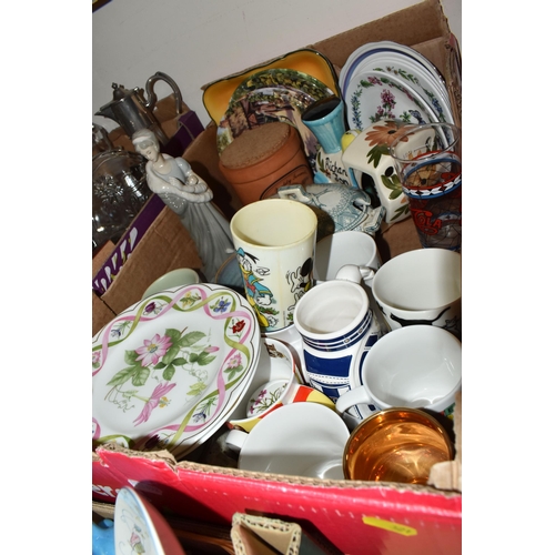 321 - THREE BOXES OF CERAMICS AND GLASSWARE, to include a collection of fifteen Lilliput Lane cottages, a ... 