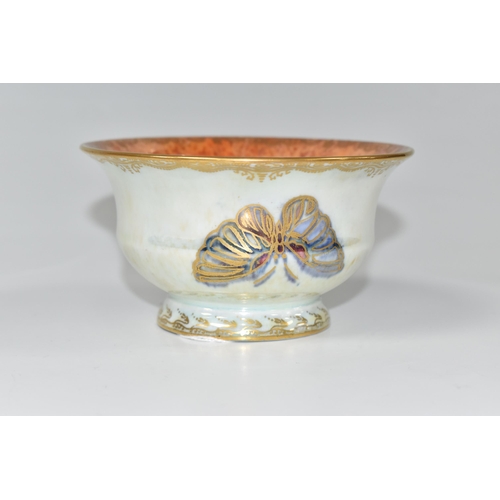 339 - A WEDGWOOD BONE CHINA LUSTRE BOWL, of flared circular form, pattern no. Z4832, mottled orange interi... 