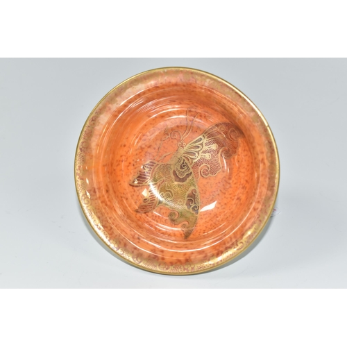 339 - A WEDGWOOD BONE CHINA LUSTRE BOWL, of flared circular form, pattern no. Z4832, mottled orange interi... 