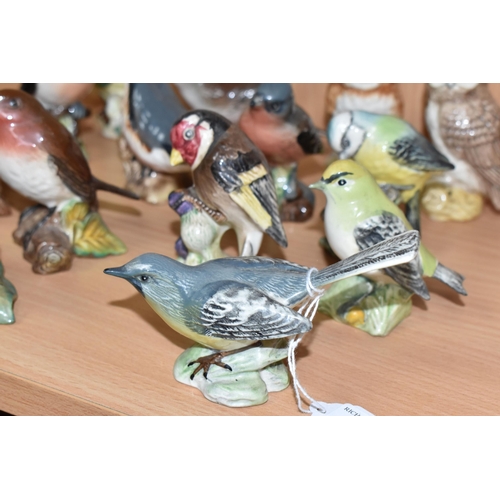 342 - FOURTEEN BESWICK BIRDS, comprising Nuthatch no 2413, Grey Wagtail no 1041, Robin no 980 (tail restor... 